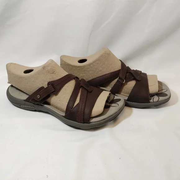 Merrell Bracken Brown Leather Sandals - Picture 7 of 9